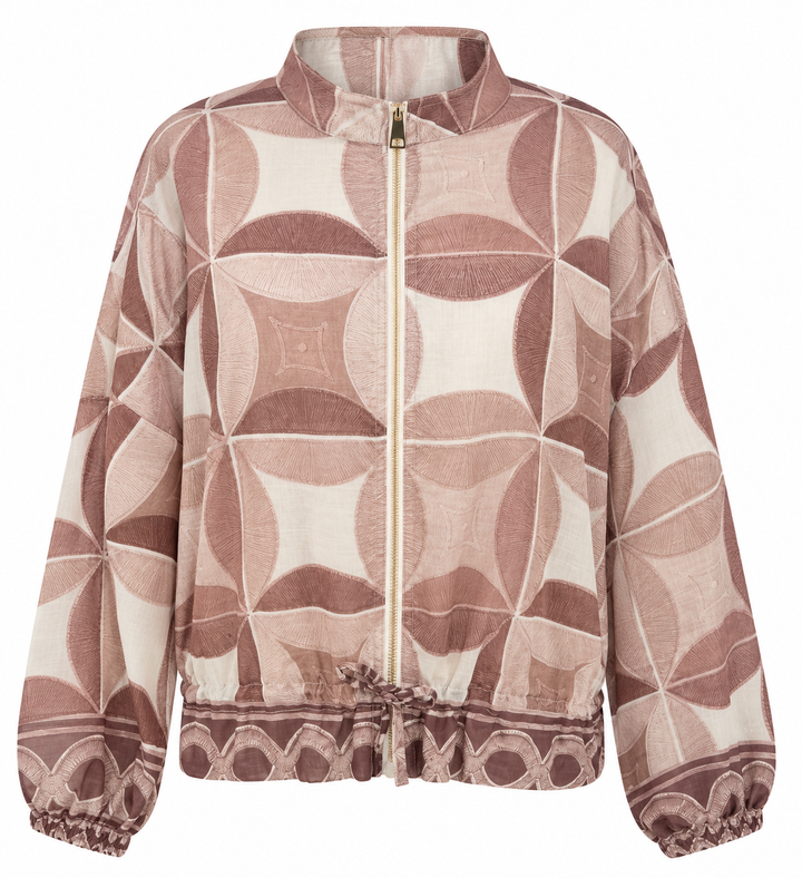 Mia Geometric Zip Jacket Chocolate