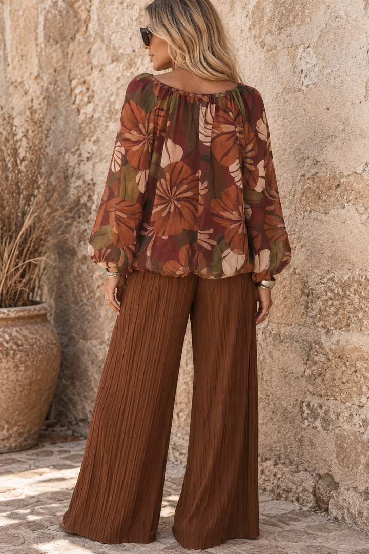 Fabiana Floral Print Top Rust