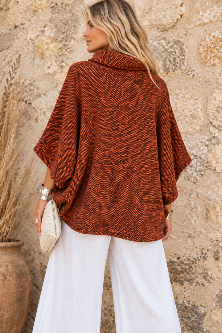 Rust Cowl Poncho Top