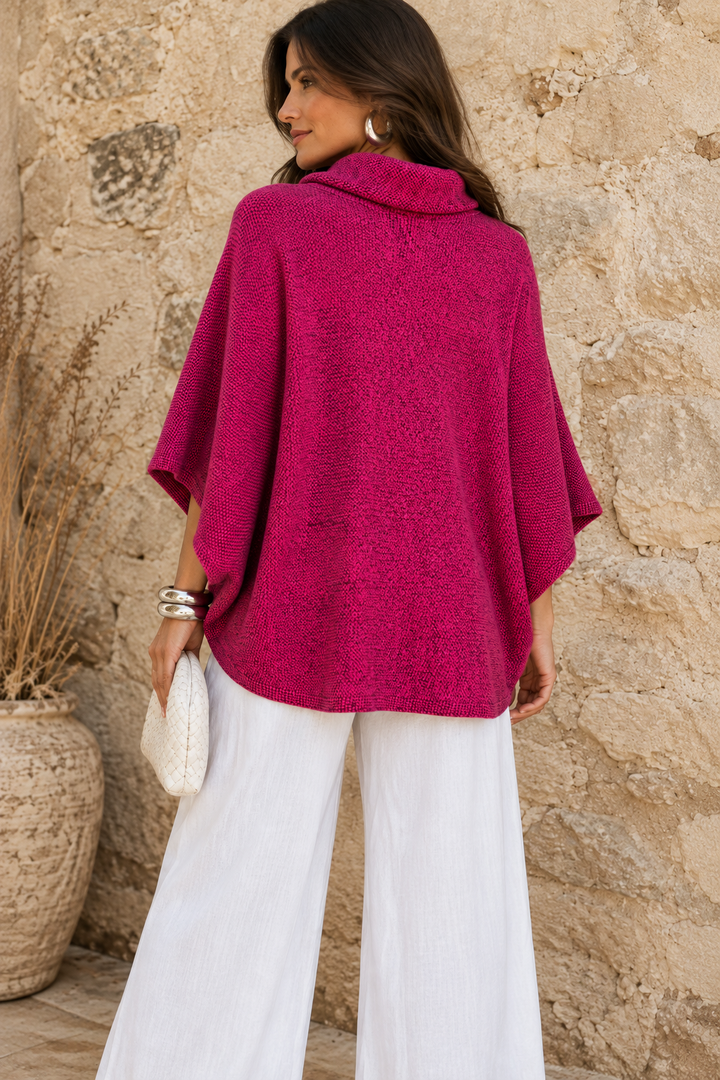 Magenta Cowl Poncho Top