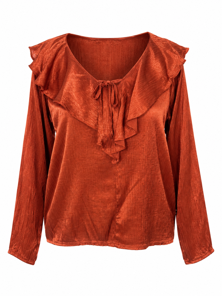 Saranna Silky Frill Top Rust