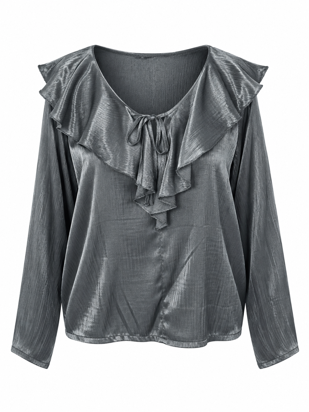 Saranna Silky Frill Top Grey