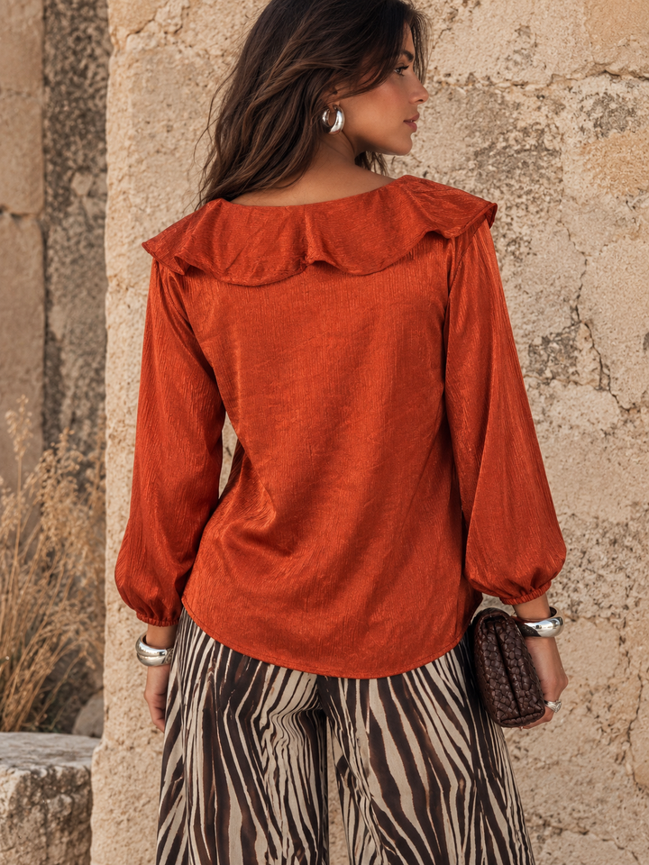Saranna Silky Frill Top Rust