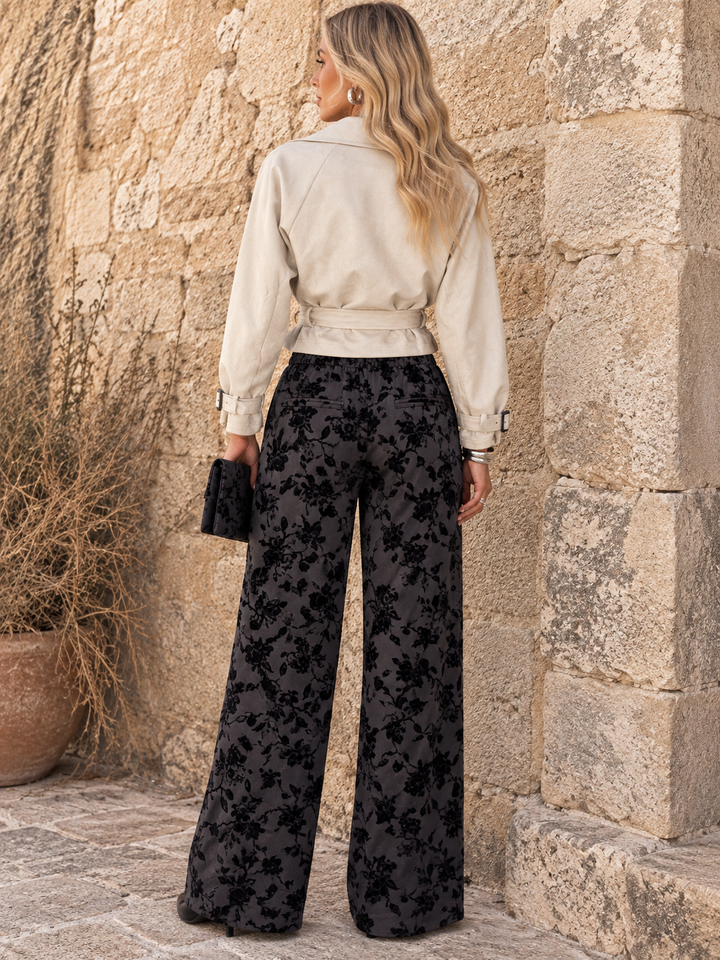 Hana Floral Trousers Black