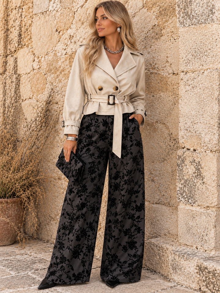 Hana Floral Trousers Black