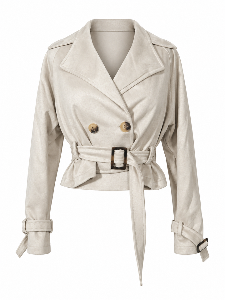 Azzura Cropped Trench Jacket Beige