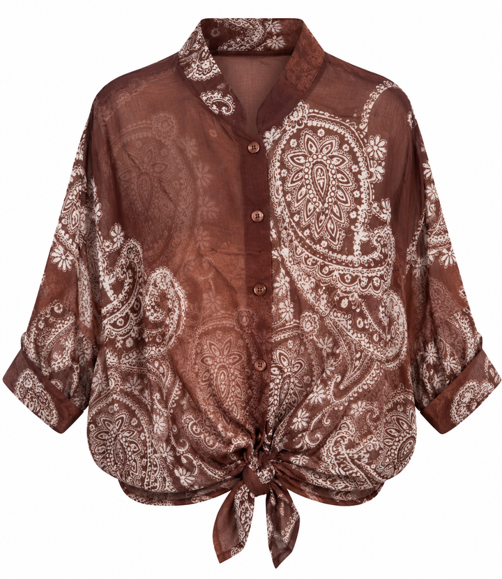 Naomi Paisley Tie Shirt Copper