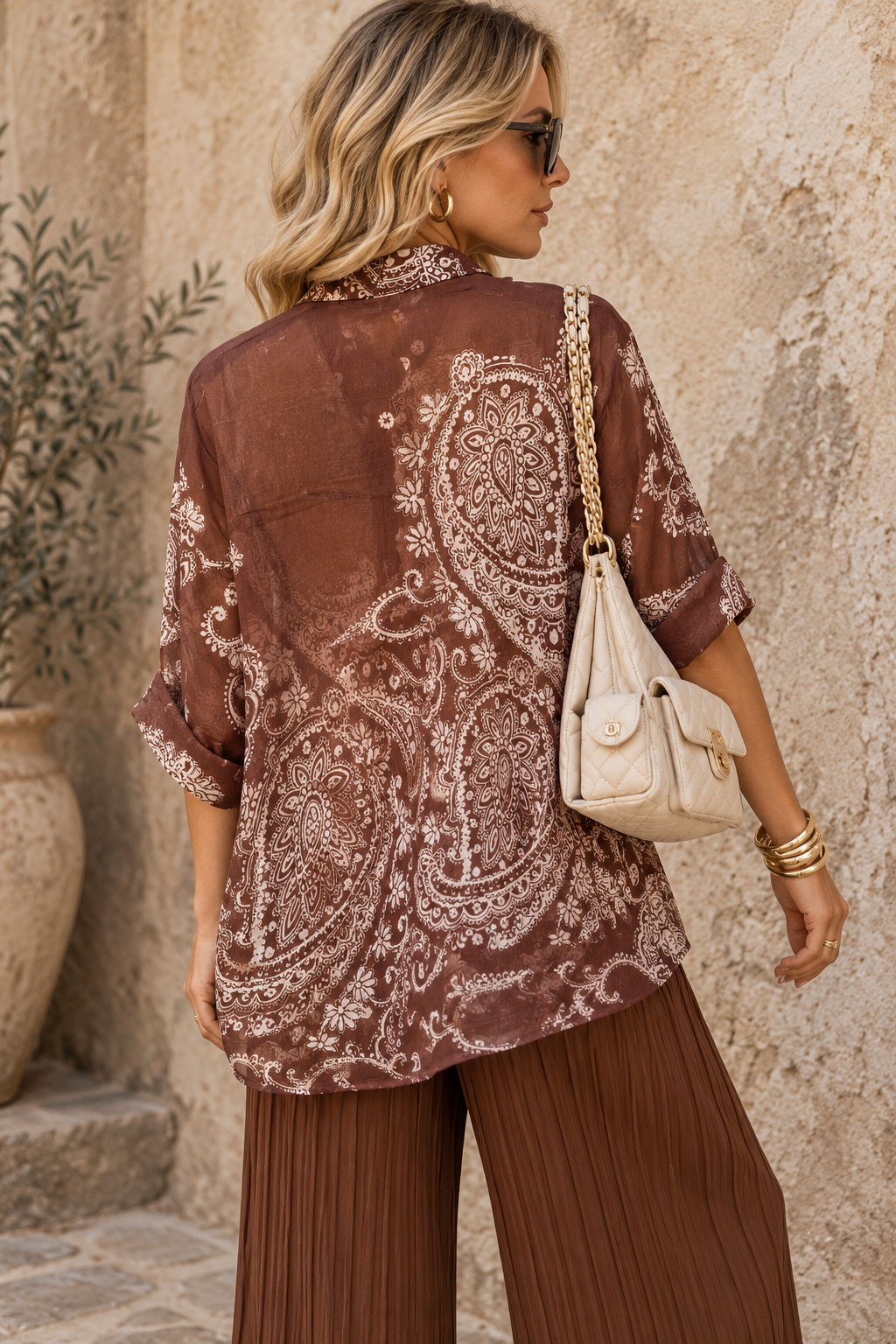 Naomi Paisley Tie Shirt Copper