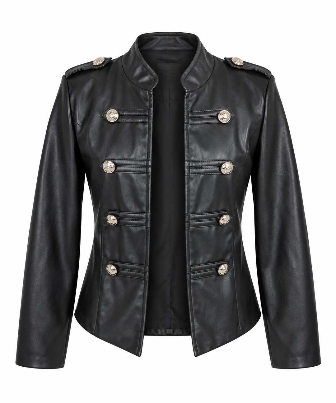 Alina Leather look Military Jacket Black