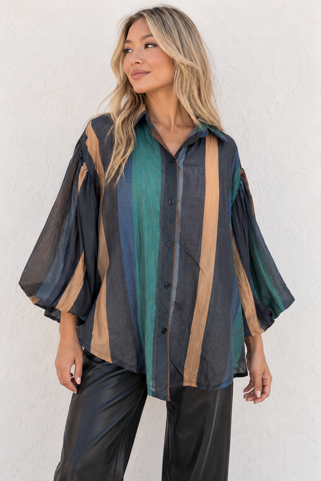 Anita Block Stripe Shirt Chocolate