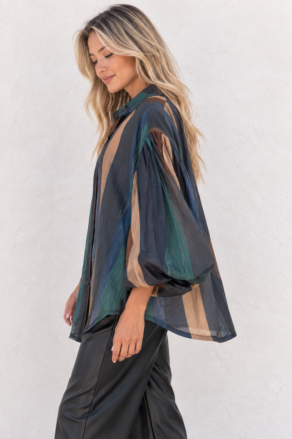 Anita Block Stripe Shirt Chocolate