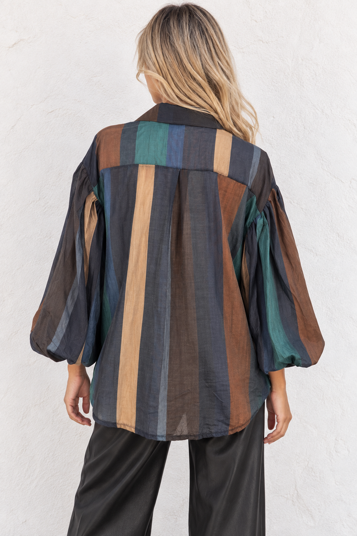 Anita Block Stripe Shirt Chocolate
