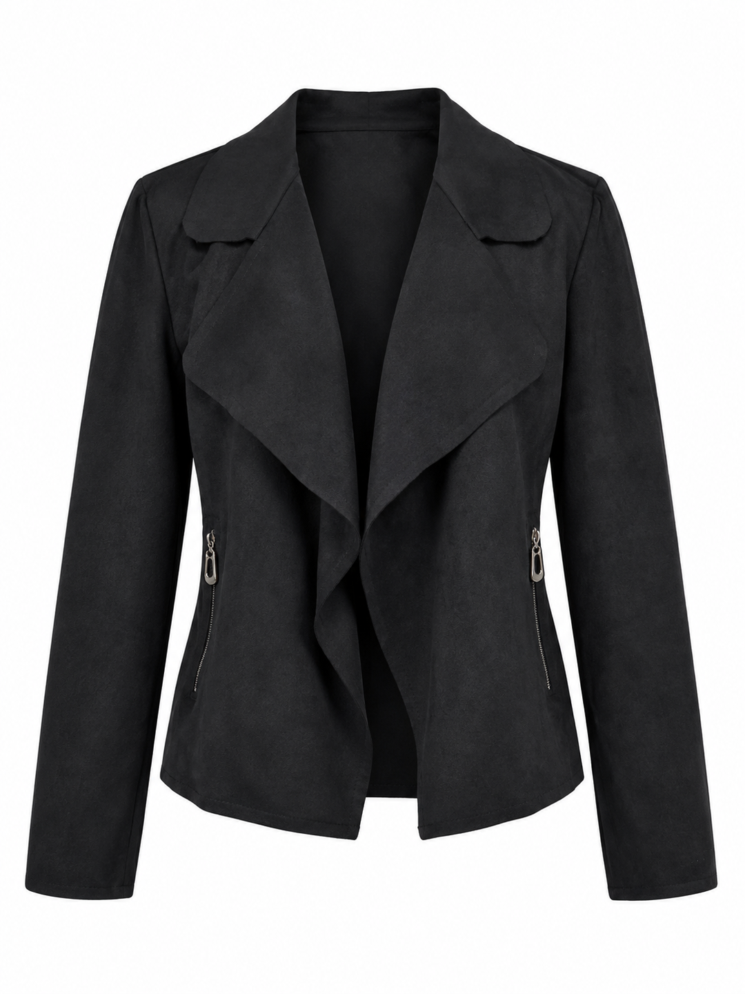 Verona Faux Suede Waterfall Jacket Black