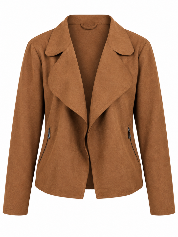 Verona Faux Suede Waterfall Jacket Tan