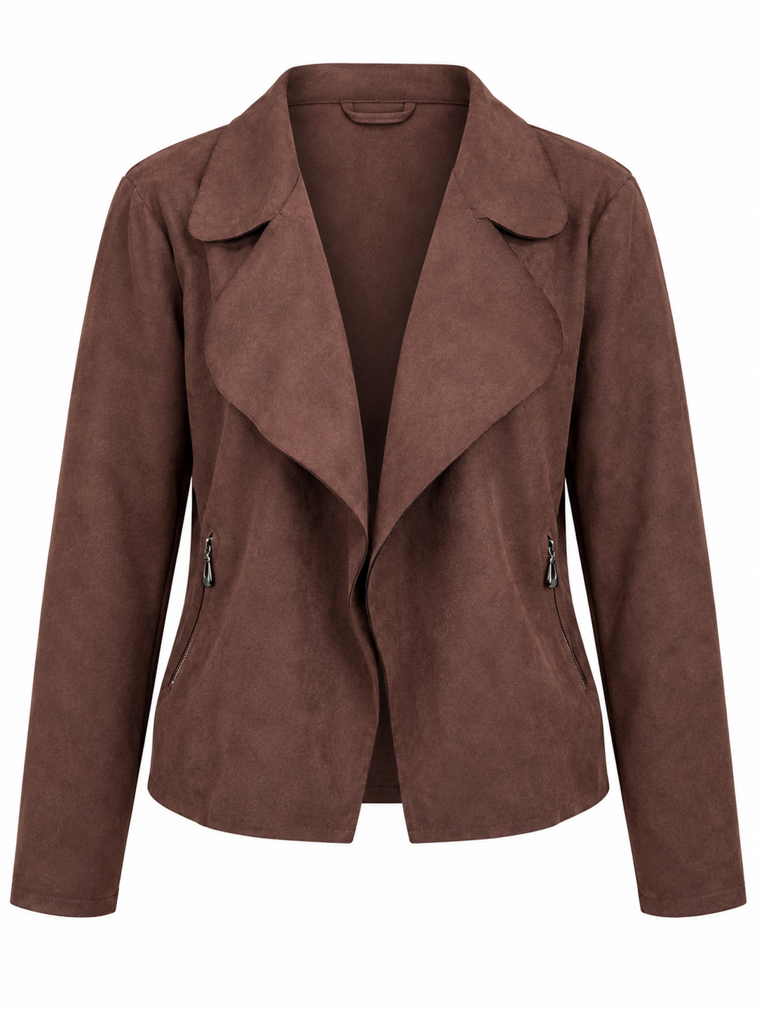 Verona Faux Suede Waterfall Jacket Chocolate