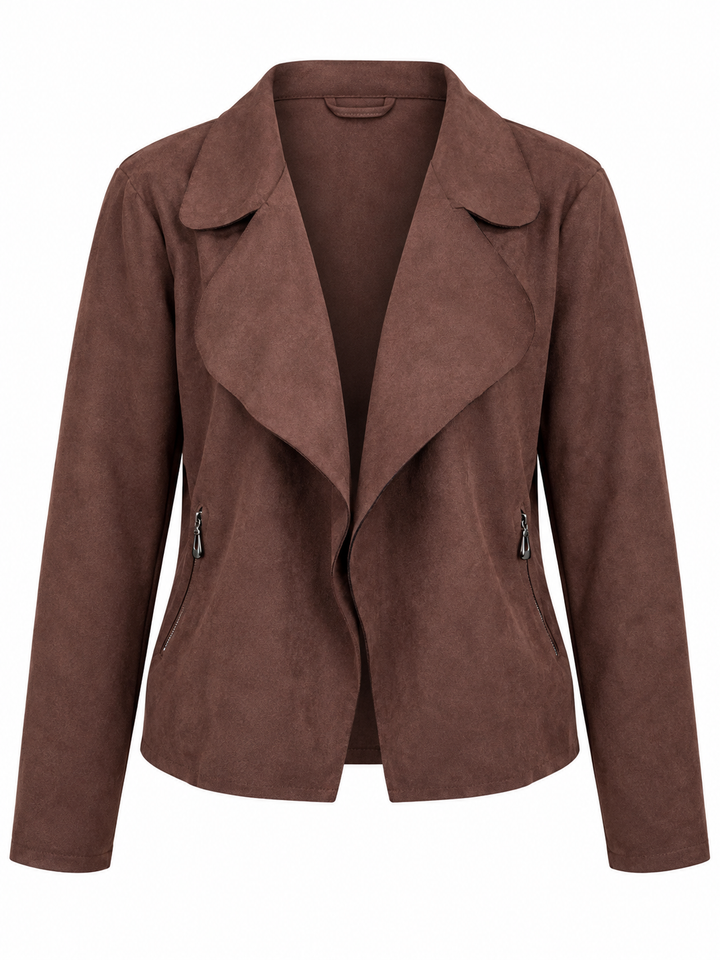 Verona Faux Suede Waterfall Jacket Chocolate