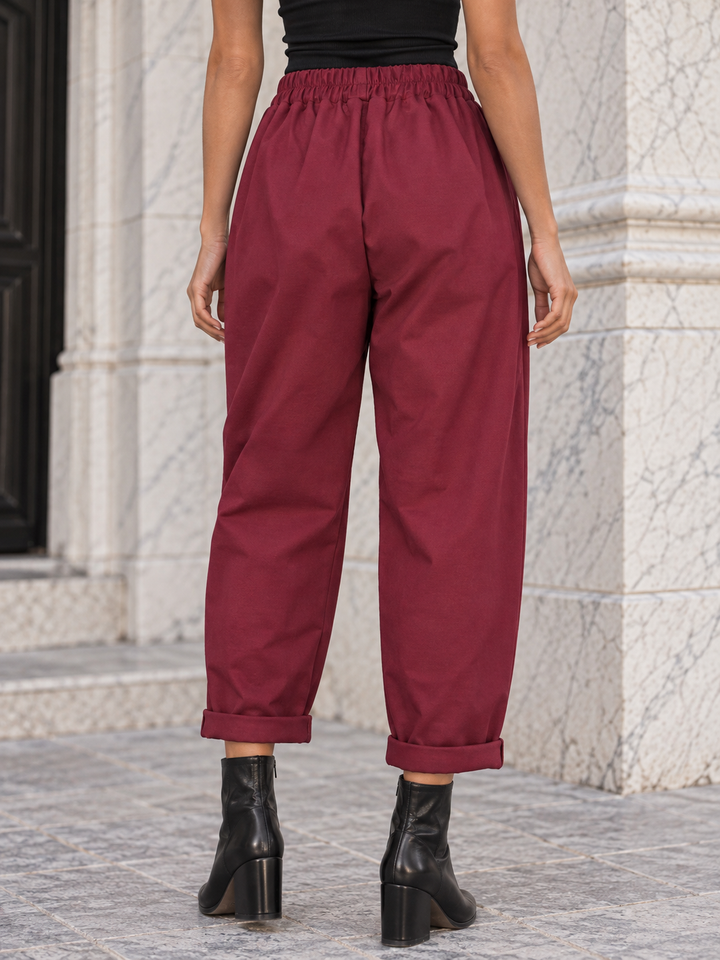 Clara Asymmetric Wrap Trousers Plum