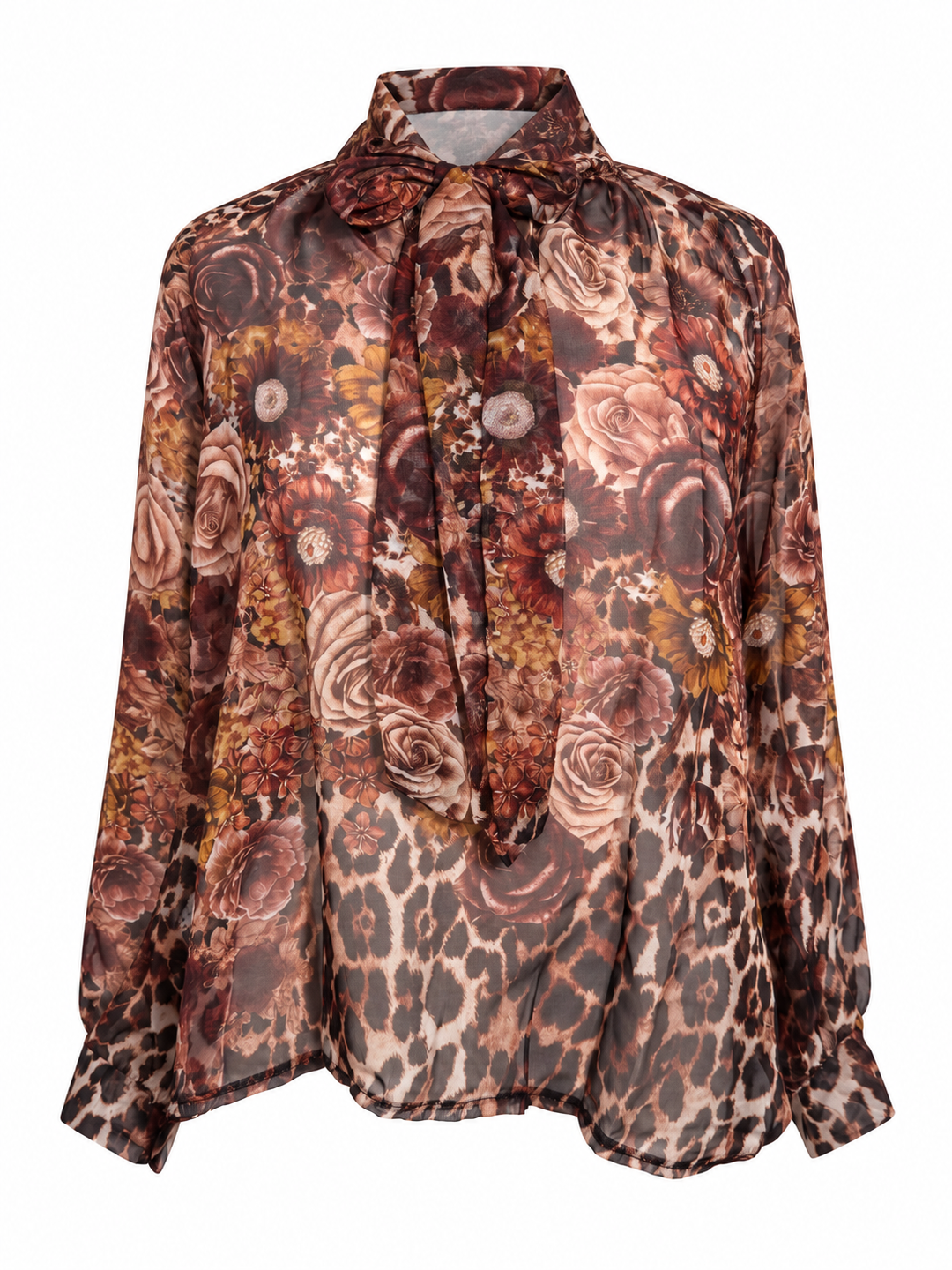 Leopard Floral Tie Top Chocolate
