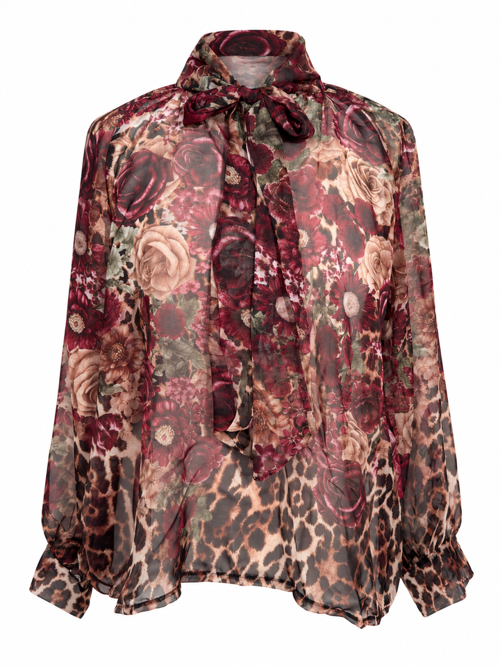 Leopard Floral Tie Top Cherry
