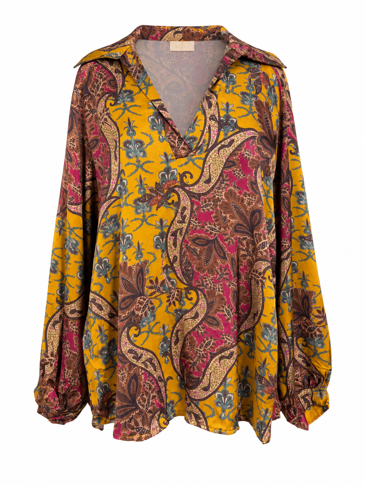 Jovanne Paisley Top Mustard