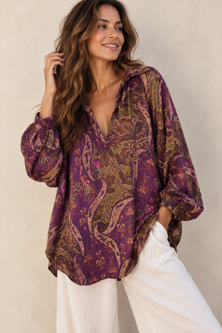 Jovanne Paisley Top Damson