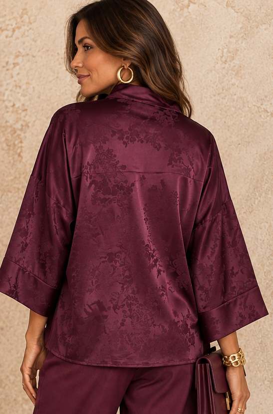 Sakura Mandarin Jacket Plum