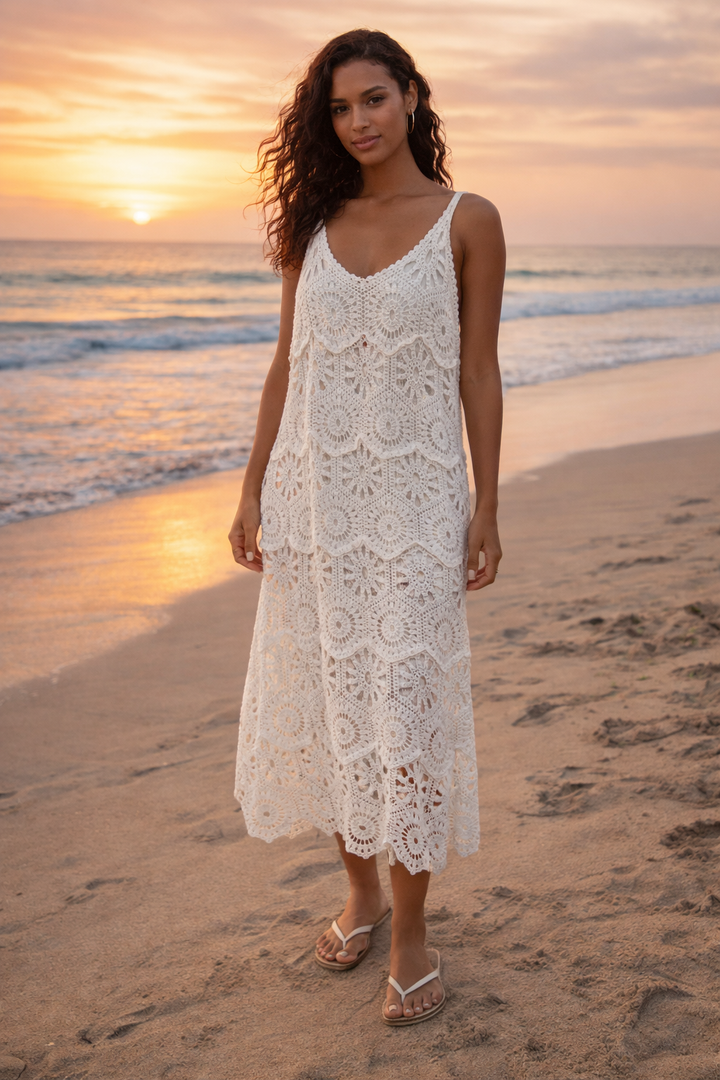 Cienna Crochet Dress White