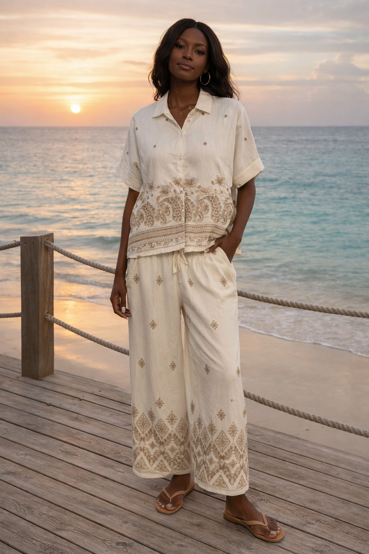 Cara Embroidered Shirt Cream