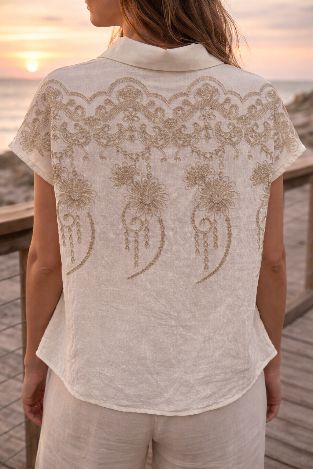 Giovanna Embroidered Shirt Cream