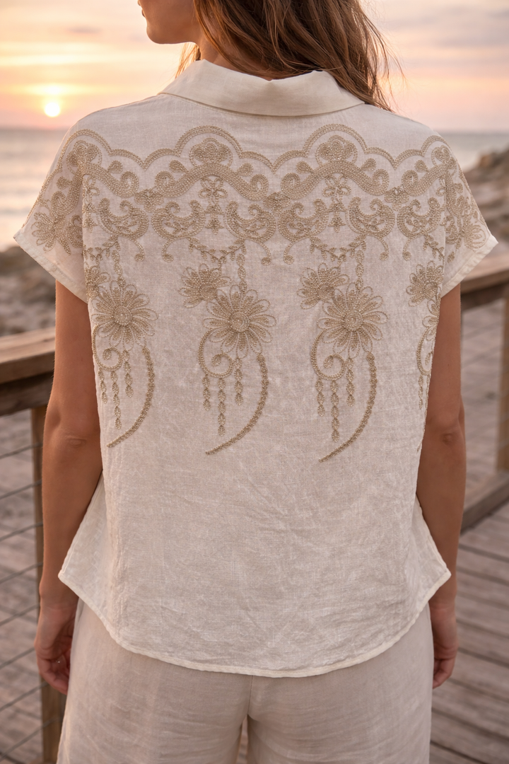 Giovanna Embroidered Shirt Cream