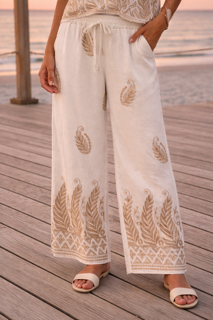 Mirabella Embroidered Trousers White