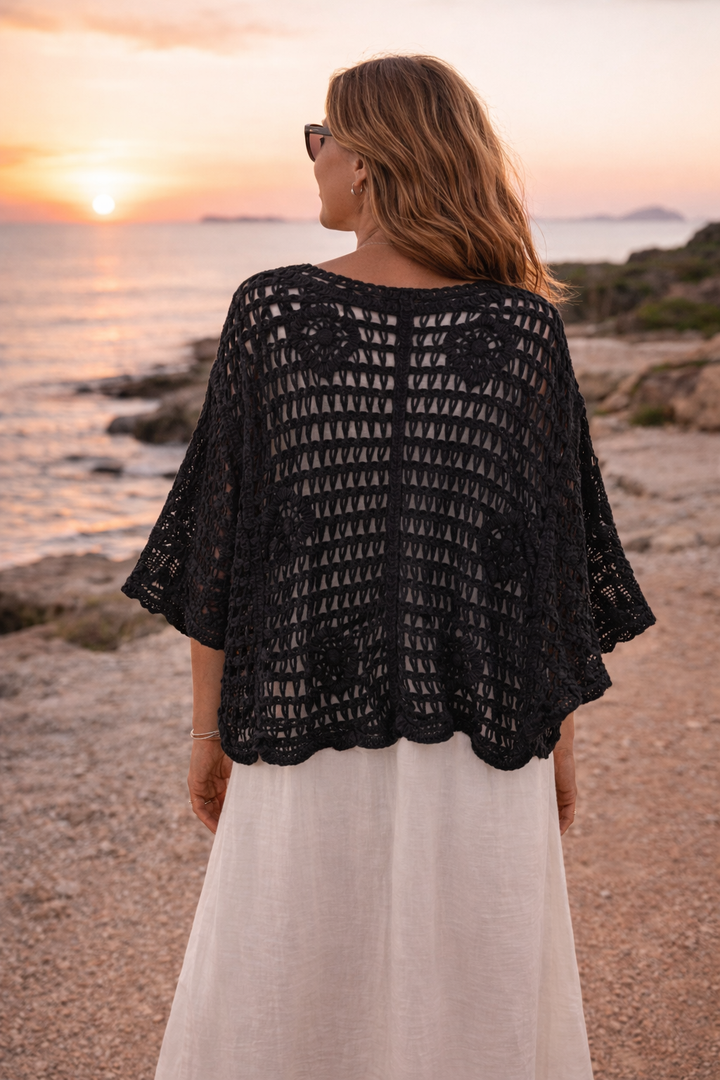 Aurora Crochet Cardigan Black