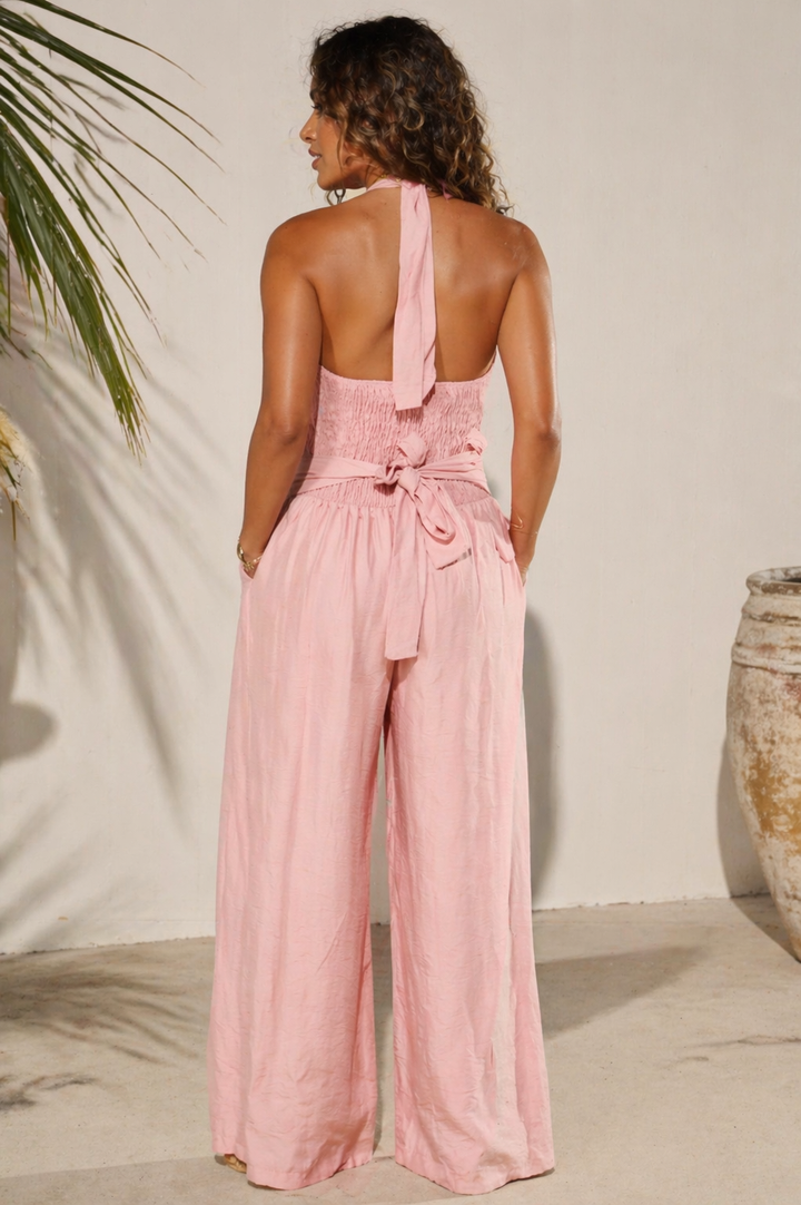 Halterneck Jumpsuit Pink