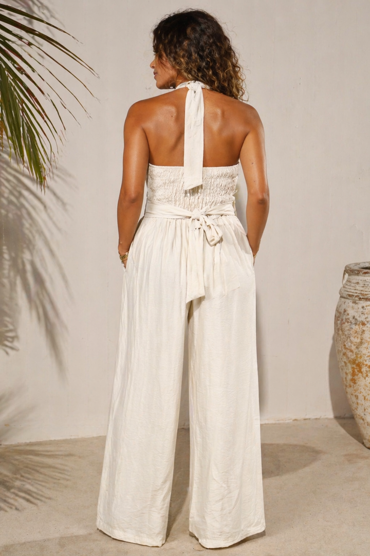 Halterneck Jumpsuit Cream
