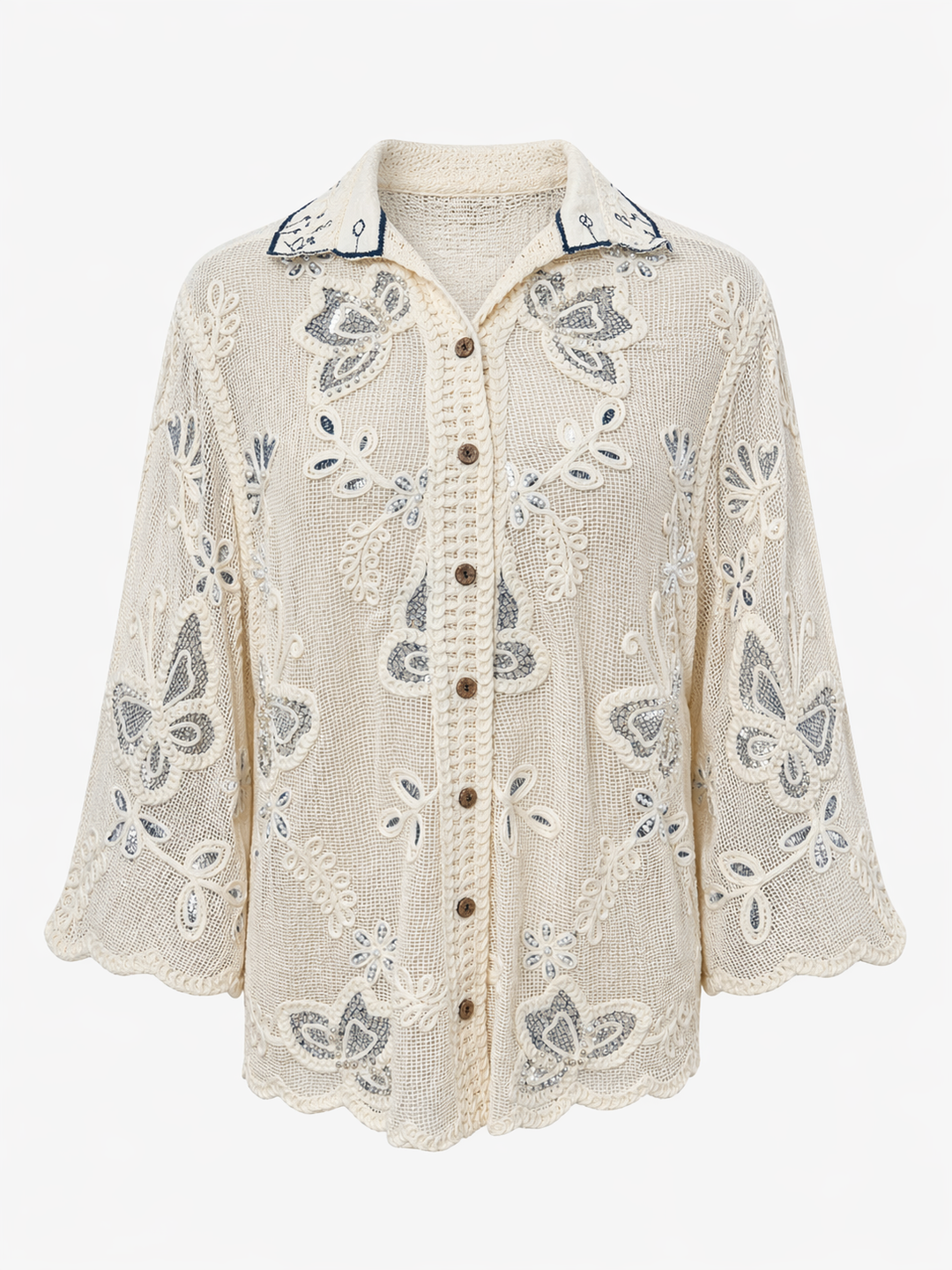 Marisol Sequin Shacket Cream