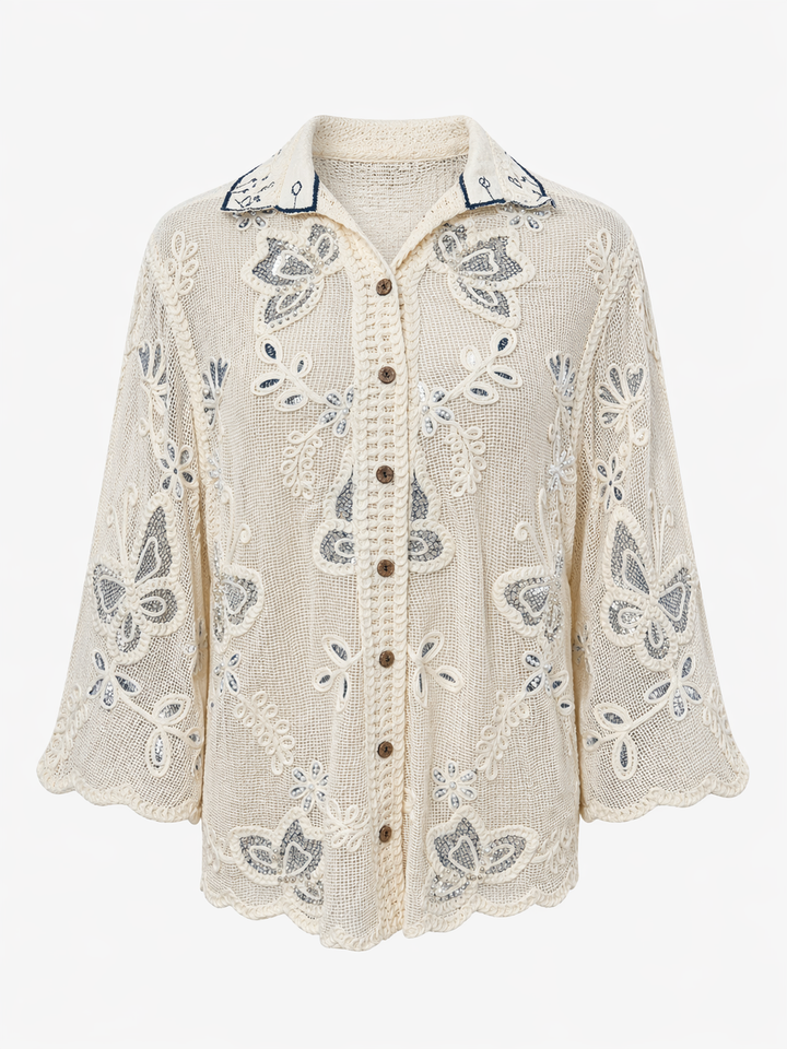Marisol Sequin Shacket Cream