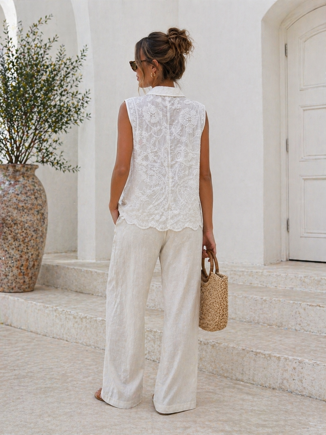 Maritza Embroidered Top White