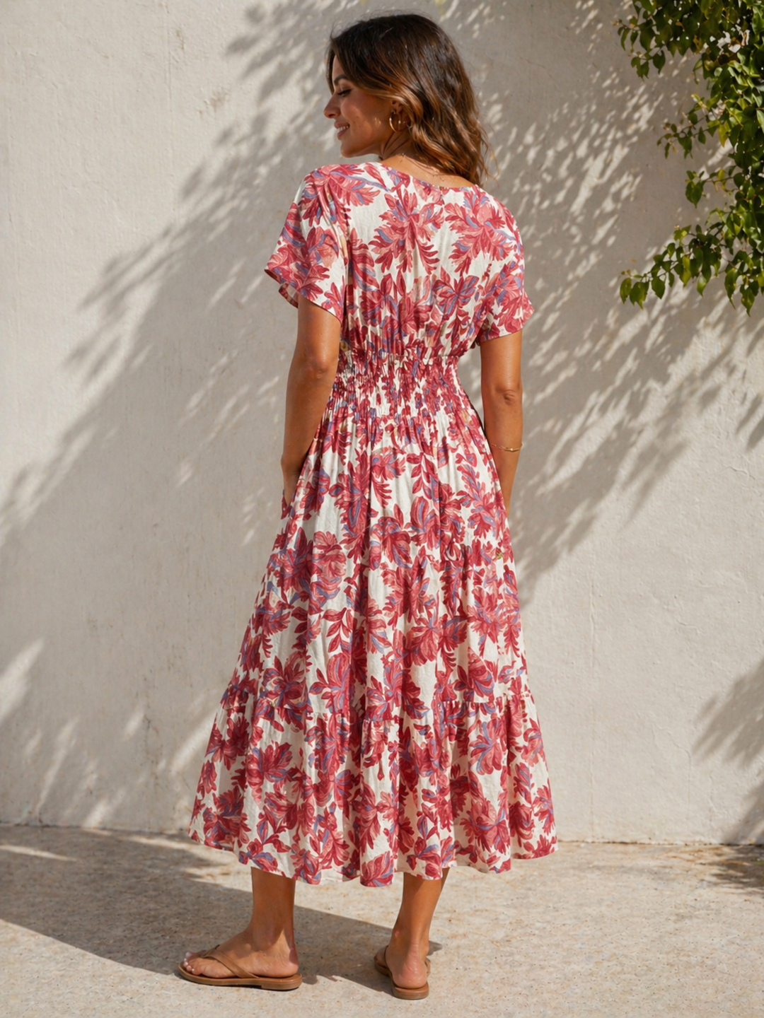 Caprina Floral Midi Dress Pink