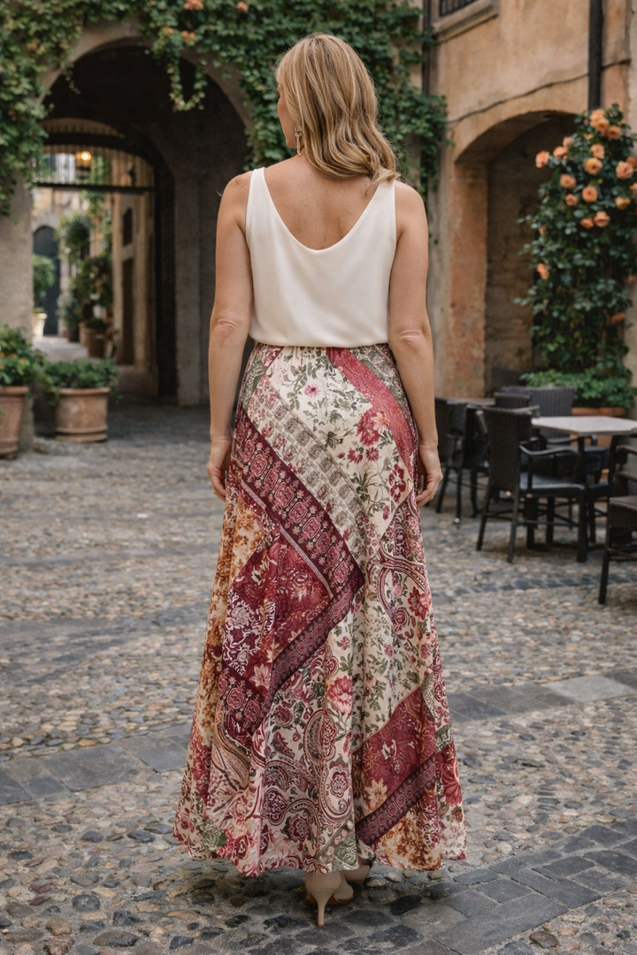 Siena Patterned Silky Skirt Rouge