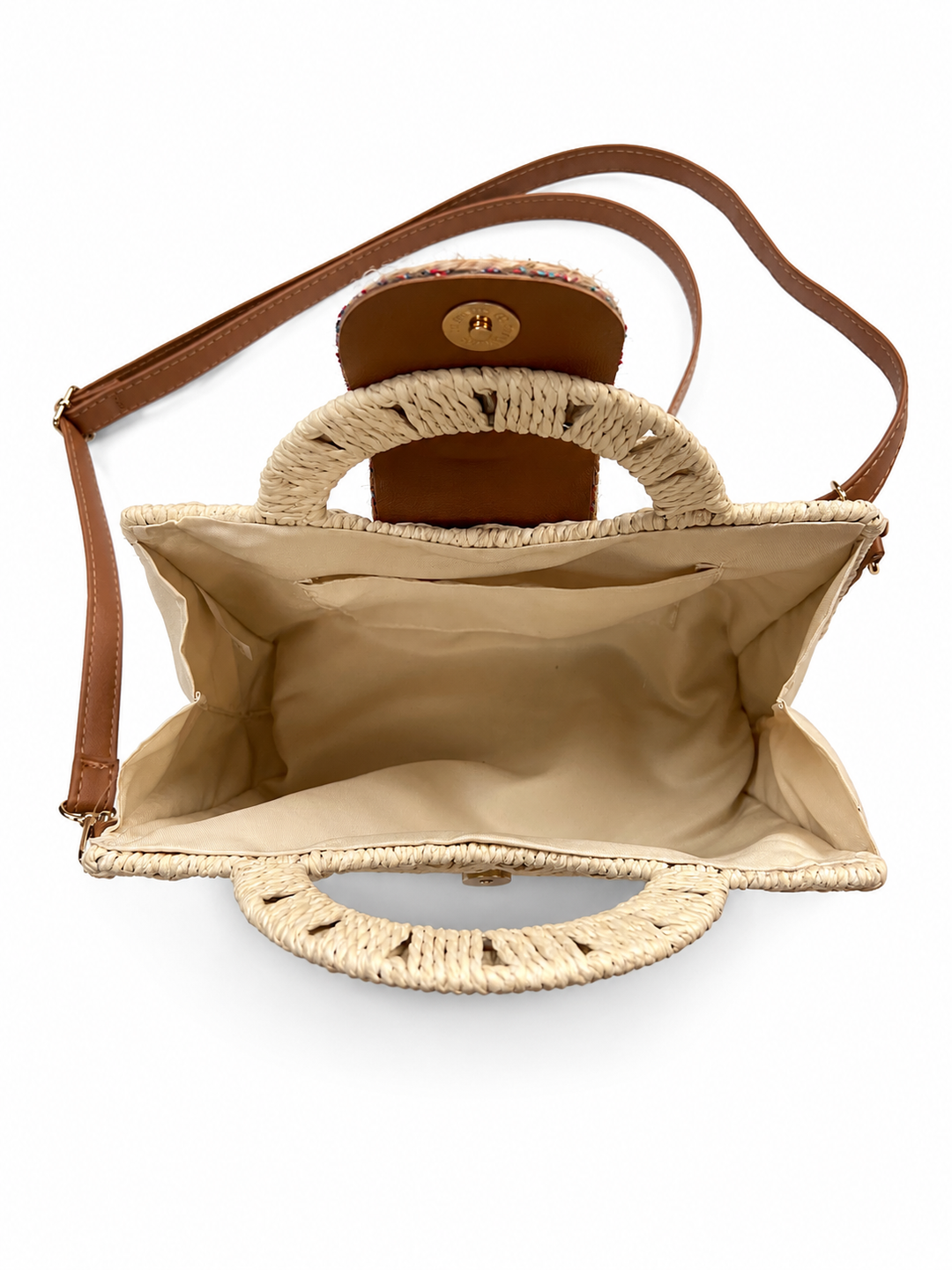 Bodhi Beaded Woven Bag Cream