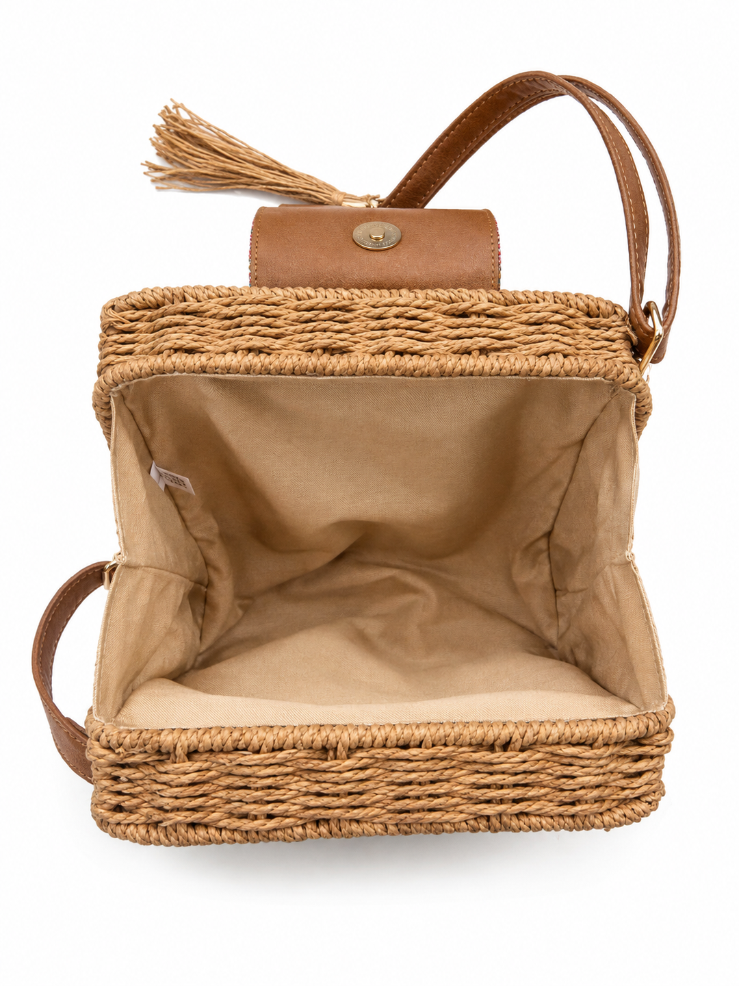 Bowie Beaded Woven Bag Beige