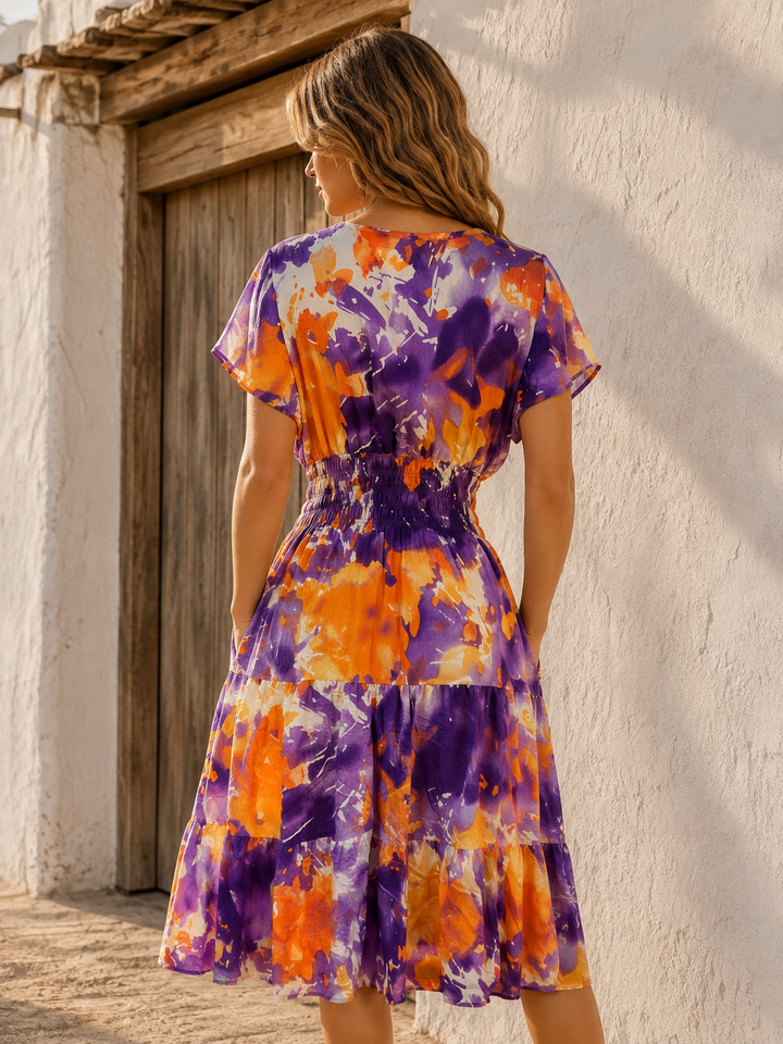 Marisol Shirred Midi Dress Purple