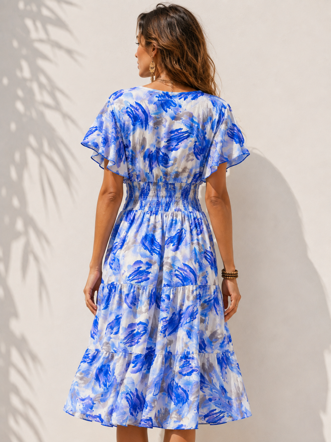 Novella Abstract Midi Dress Blue