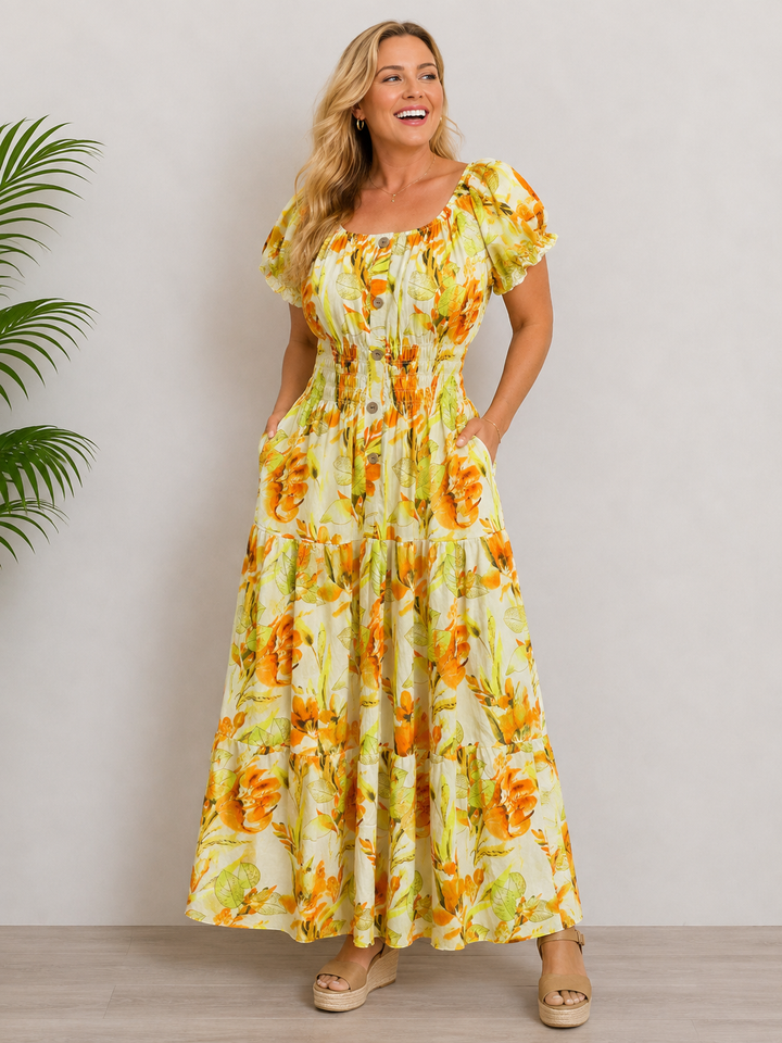 Cedella Floral Maxi Dress Yellow