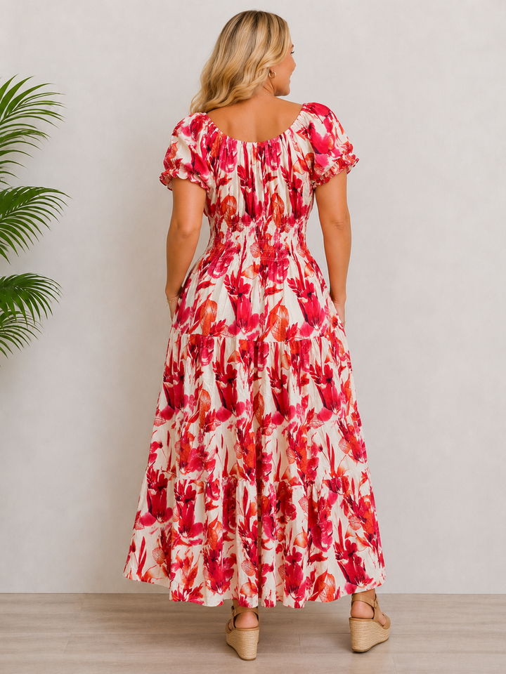 Cedella Floral Maxi Dress Fuchsia