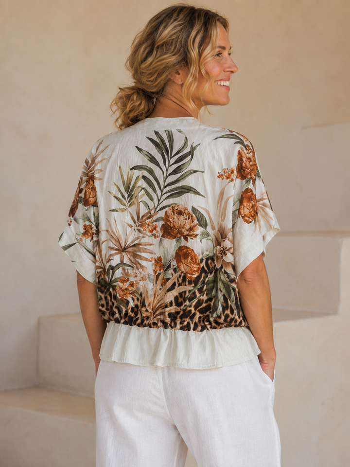 Savana Floral Leopard Zip Up Jacket