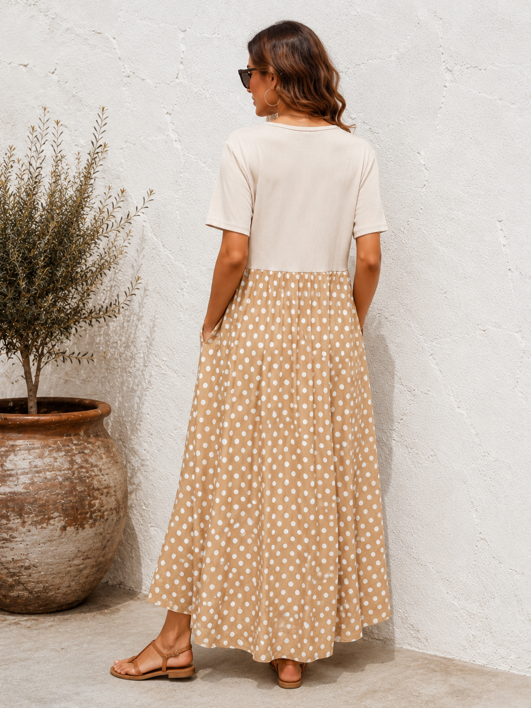 Peyton Polka Dot Dress Latte