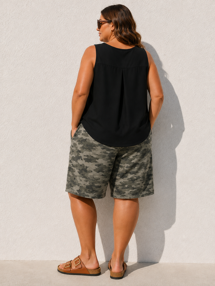Camo Print Culottes Khaki