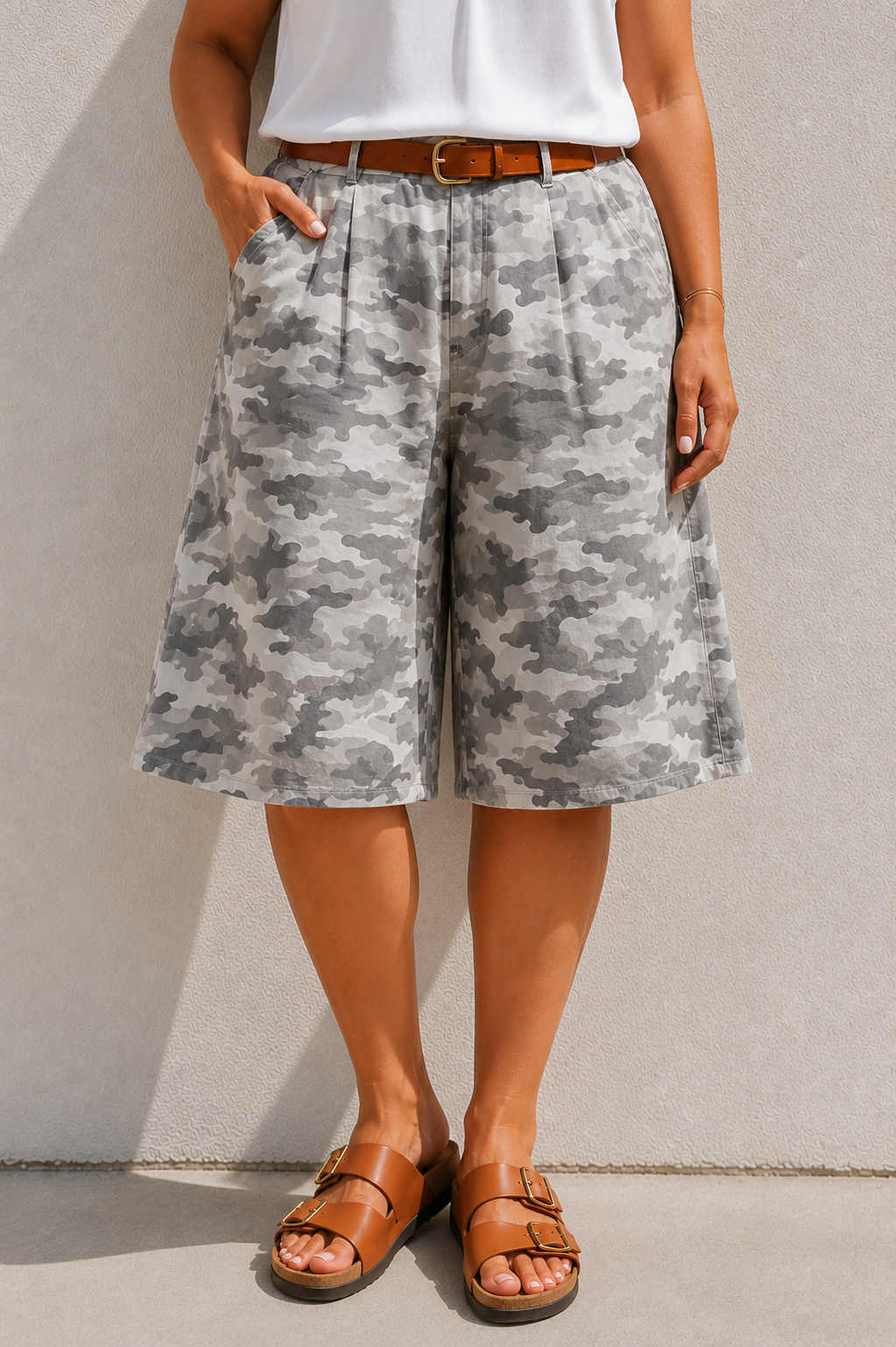 Camo Print Culottes Grey