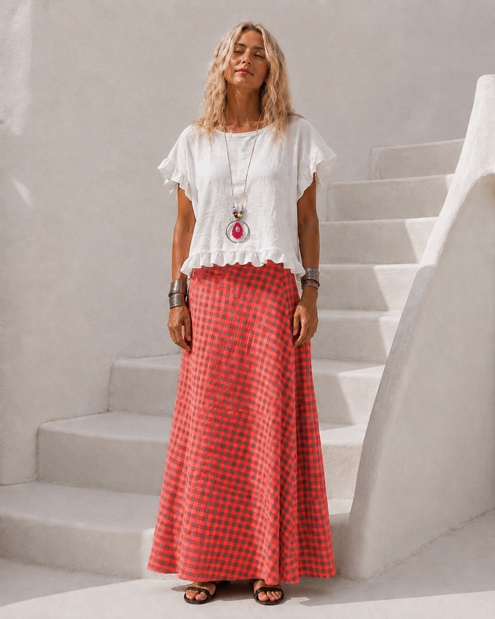 Tallulah Check Skirt Tangerine